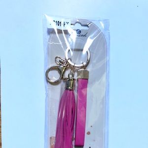 Excused Leather Bracelet Keychain in Hot Pink